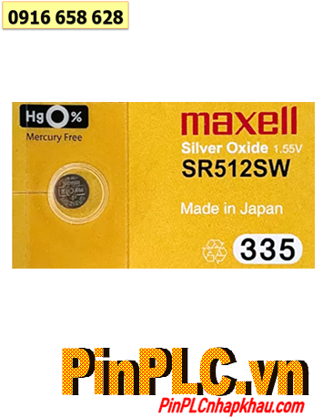 Maxell SR512SW _Pin 335; Pin Maxell SR512SW 335 silver oxide 1.55V _Made in Japan